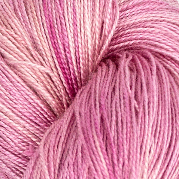 Hand-Dyed 5/2 Tencel™ 4 oz yarn skein - Naturally dyed by Jean Haley Dye + Design. Color 6 - Variegated Pink