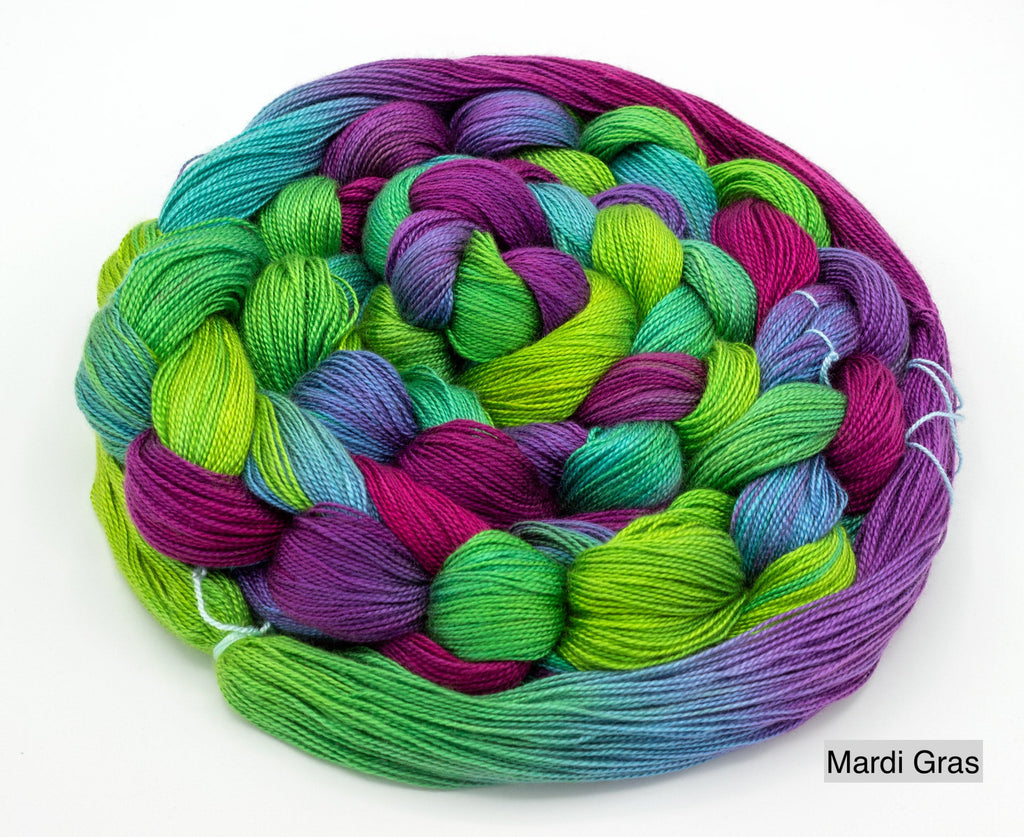 Shiny Dime Fibers Hand-Painted Tencel™ Yarn - Mardi Gras