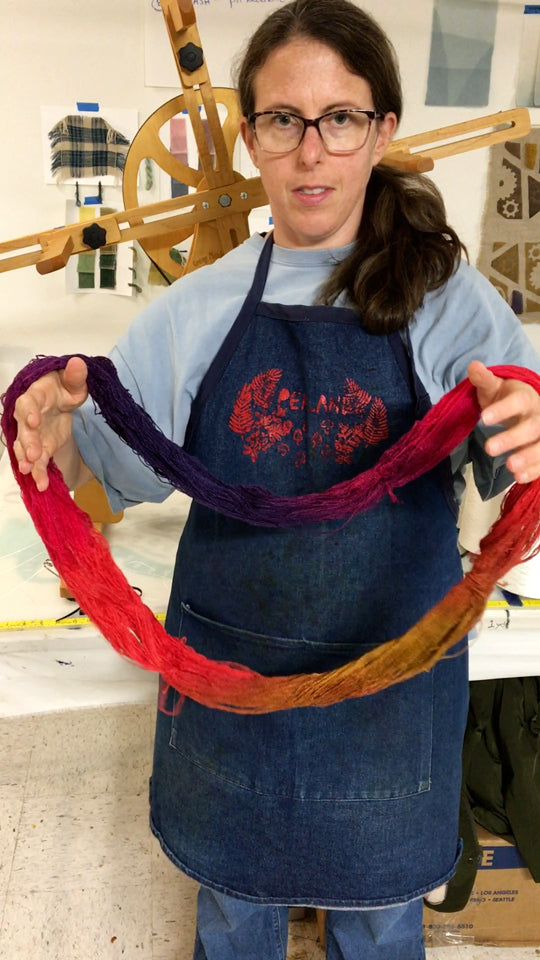 Keeping Yarn from Getting Tangled - holding Indiana Sunset Hand-Dyed Tencel™Skein