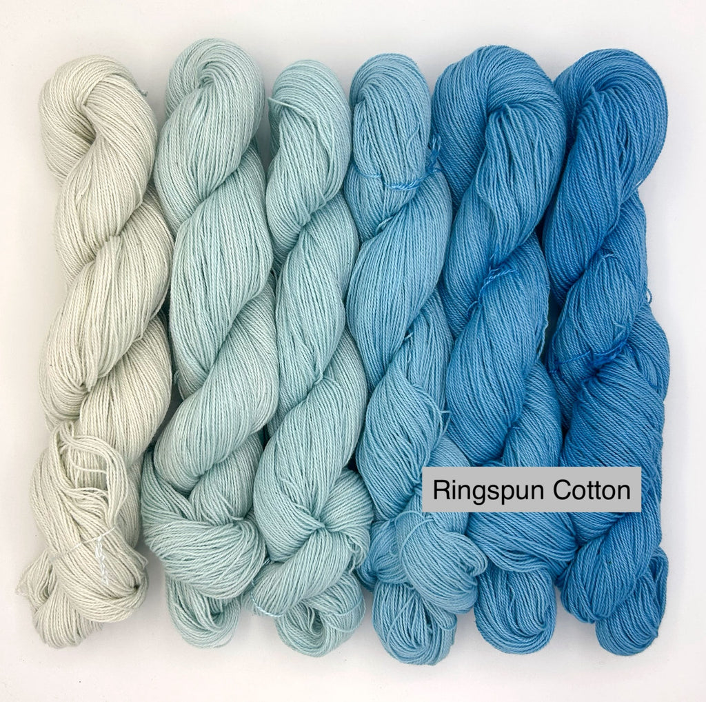 Blue Echo Ombré Hand-Dyed Ringspun Cotton Yarn Skeins