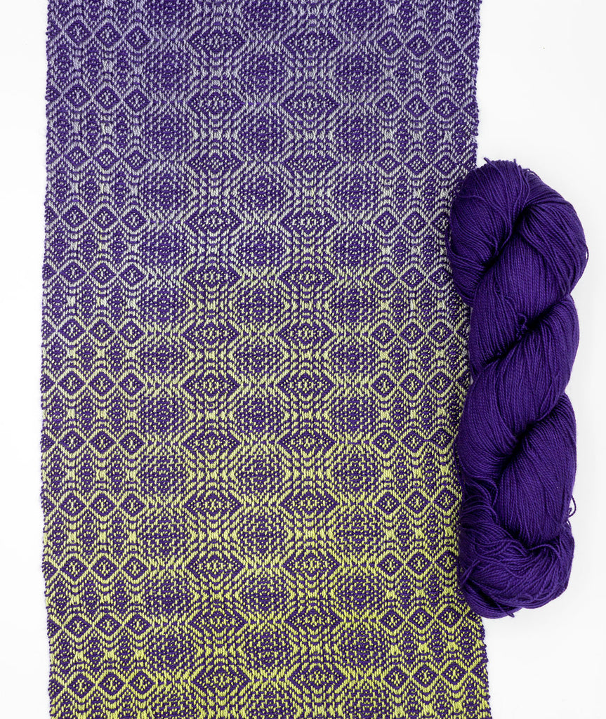 8-Shaft Weaving Kit "Diamond Delight" by Shiny Dime Fibers and dje handwovens, with Amethyst hand-dyed yarn