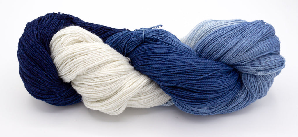 8/2 Ringspun Cotton 4 oz. Skein Dip-Dyed Indigo hand-dyed by Ricketts Indigo
