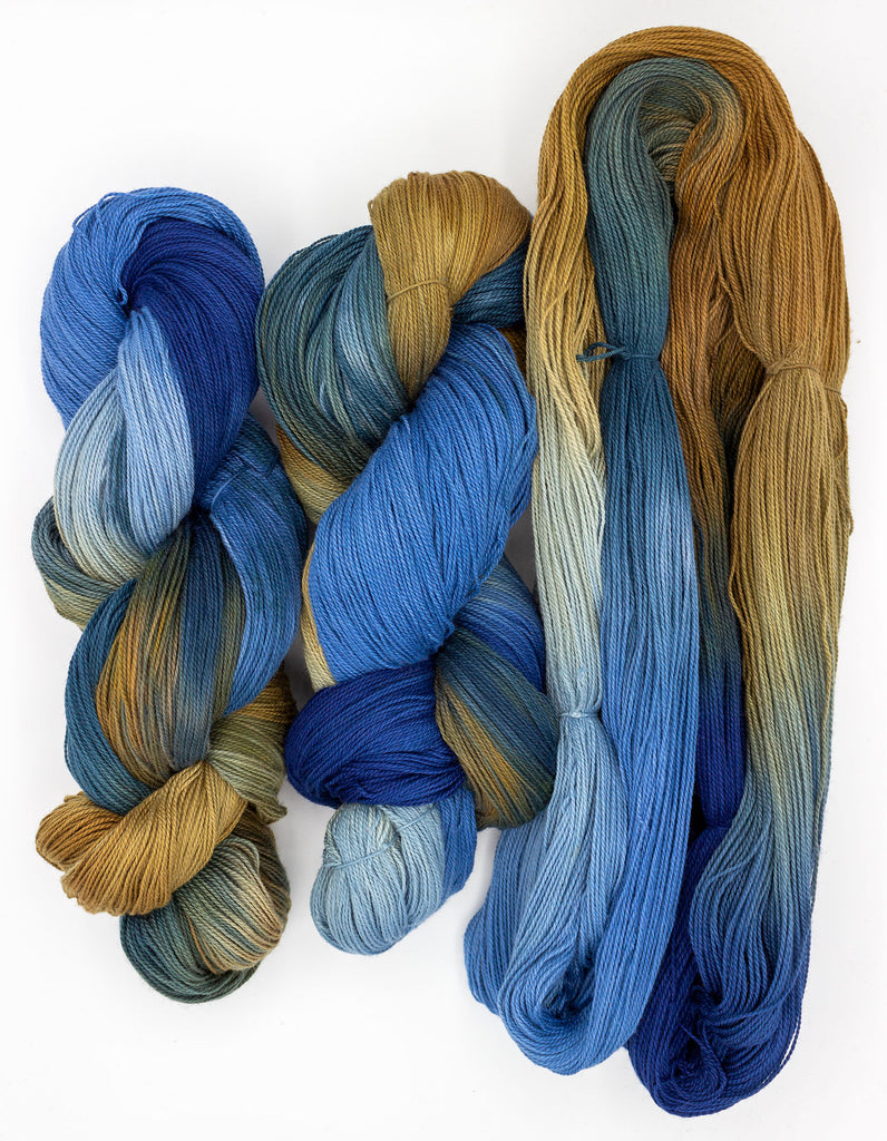 Hand-Painted 8/2 Ringspun 4 Oz. Cotton Yarn Skein by Shiny Dime Fibers