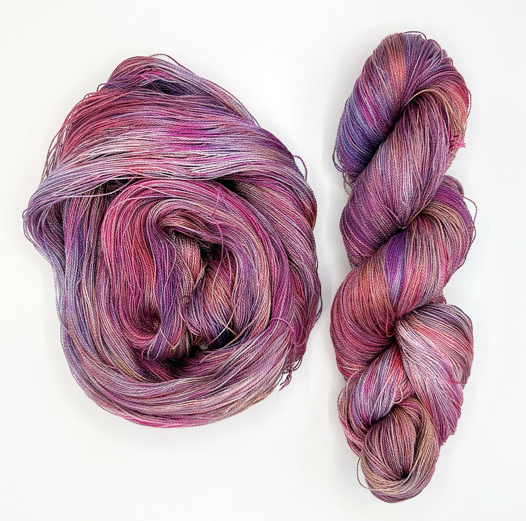 Small Batch #47 "Indiana Sunset Speckled" Hand-Painted 8/2 Tencel™ 4 oz. Yarn Skein by Shiny Dime Fibers