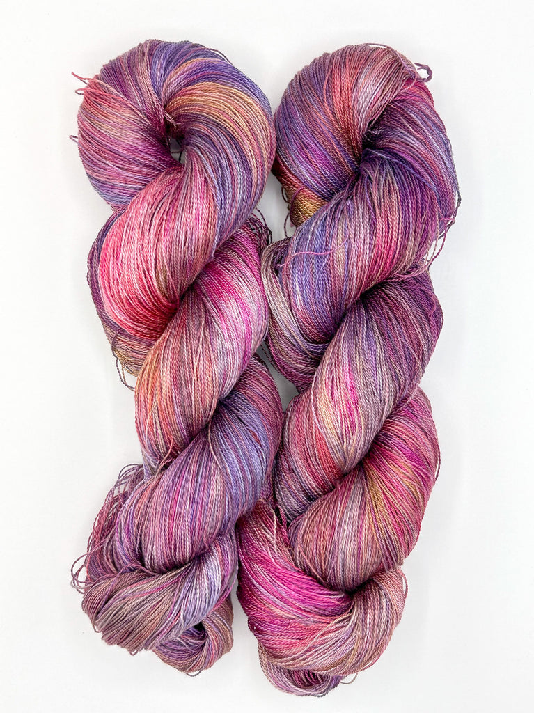 Small Batch #47 "Indiana Sunset Speckled" Hand-Painted 8/2 Tencel™ 4 oz. Yarn Skein by Shiny Dime Fibers