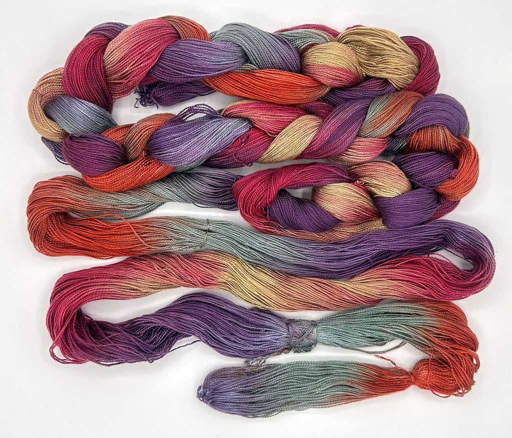 "Lakeside Sunset" Hand-Painted Tencel™ Weaving Warp Yarn
