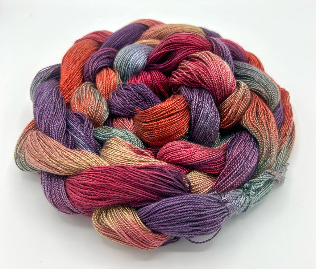 "Lakeside Sunset" Hand-Painted Tencel™ Weaving Warp Yarn