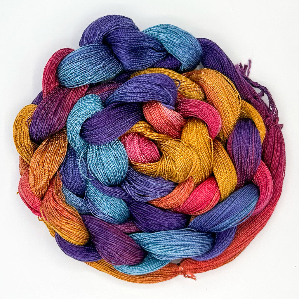"Jeweltones" Hand-Painted Tencel™ Weaving Warp by Shiny Dime Fibers