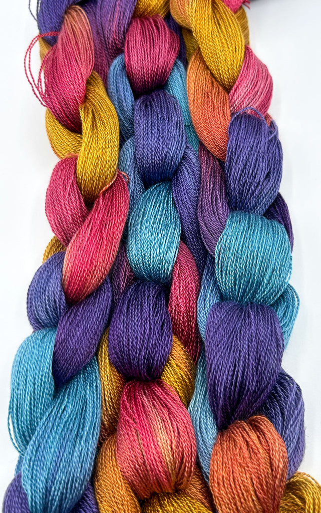"Jeweltones" Hand-Painted Tencel™ Weaving Warp by Shiny Dime Fibers