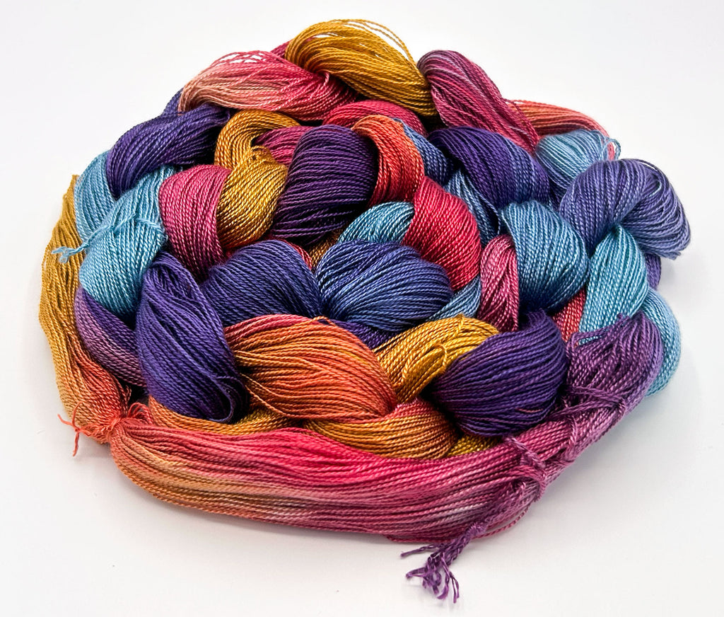 "Jeweltones" Hand-Painted Tencel™ Weaving Warp by Shiny Dime Fibers