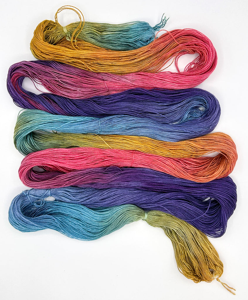 "Jeweltones Rainbow" Hand-Painted Tencel™ Weaving Warp by Shiny Dime Fibers