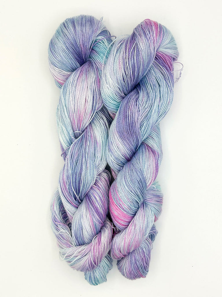 Small Batch #45 "Unicorn Speckled Lighter" Hand-Painted 5/2 Tencel™ 4 oz. Yarn Skein by Shiny Dime Fibers