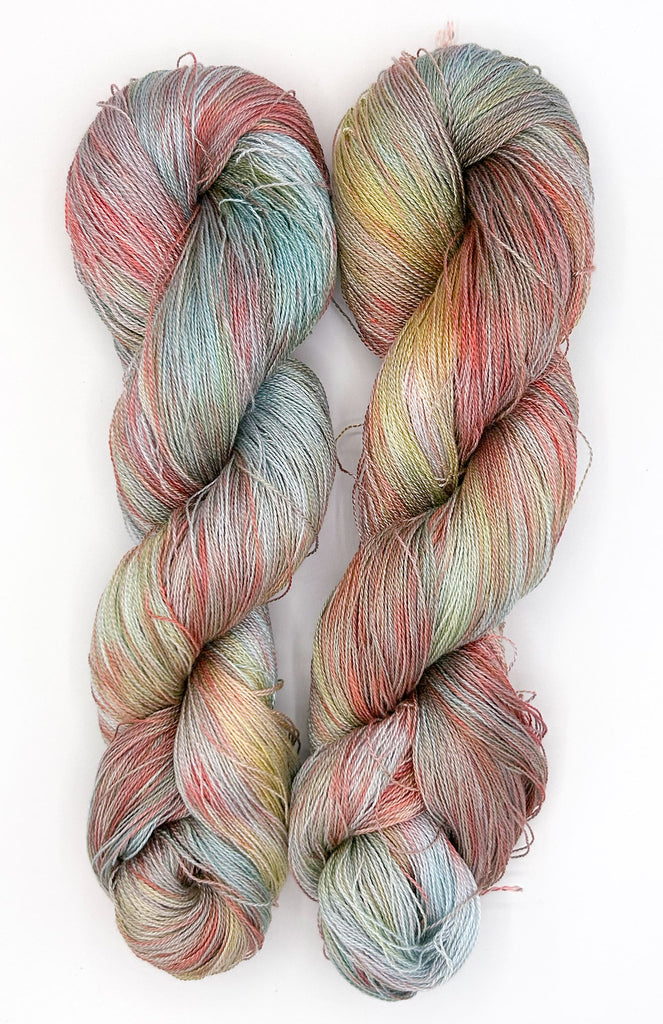 Small Batch #46 "Fall Maples Speckled" Hand-Painted 8/2 Tencel™ 4 oz. Yarn Skein by Shiny Dime Fibers