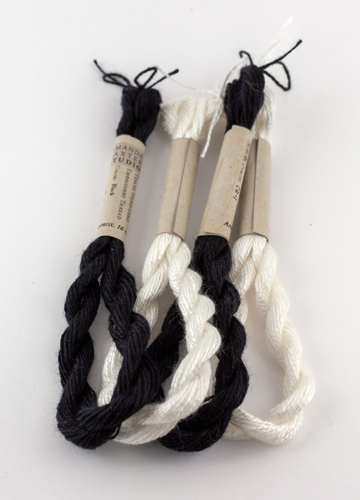 Black and White Embroidery Thread - Amanda Baxter Studio Tencel Yarn