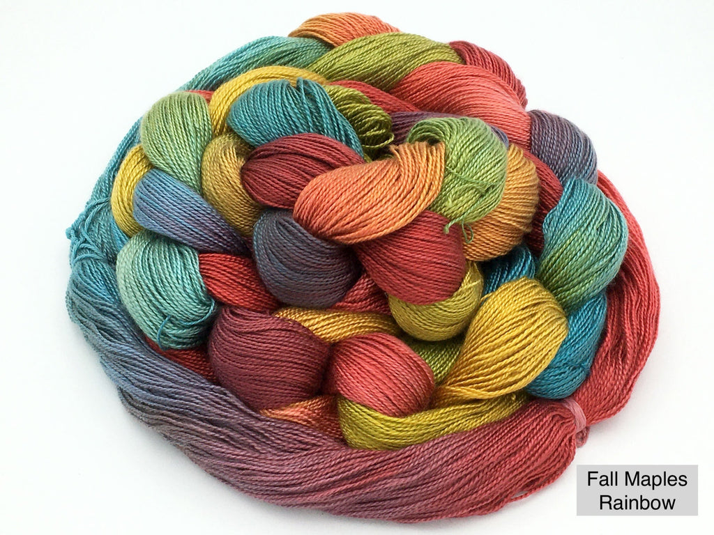 Shiny Dime Fibers Hand-Painted Tencel™ Yarn - Fall Maples Rainbow