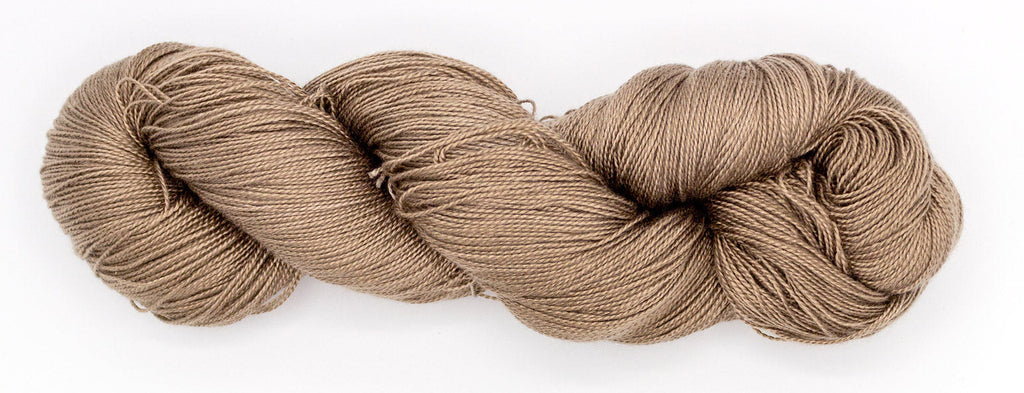 Hand-Dyed 5/2 Tencel™ 4 oz yarn skein - Naturally dyed by Jean Haley Dye + Design. Color 14 - Brown