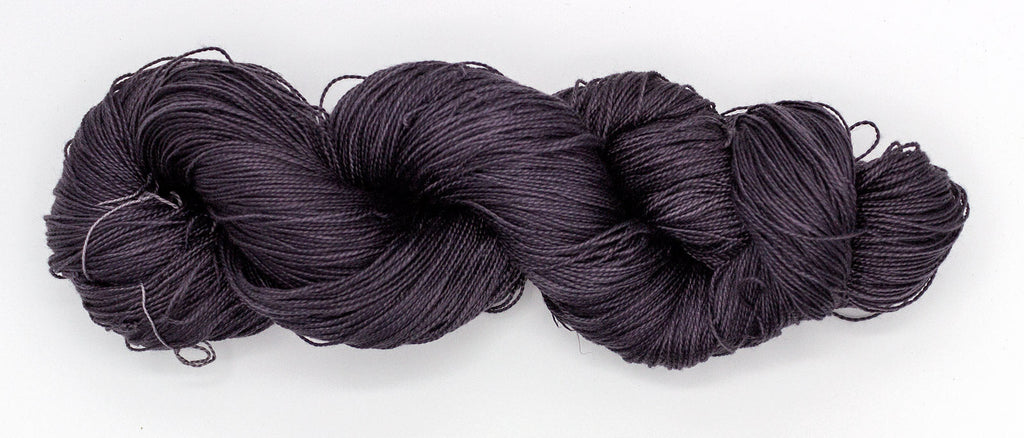 Hand-Dyed 5/2 Tencel™ 4 oz yarn skein - Naturally dyed by Jean Haley Dye + Design. Color 16 - Dark Gray