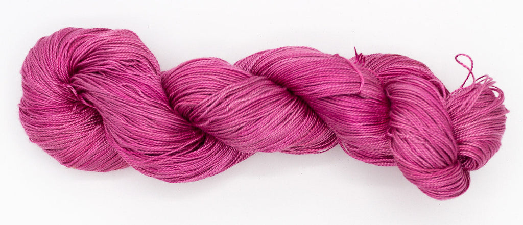 Hand-Dyed 5/2 Tencel™ 4 oz yarn skein - Naturally dyed by Jean Haley Dye + Design. Color 4 - Pink
