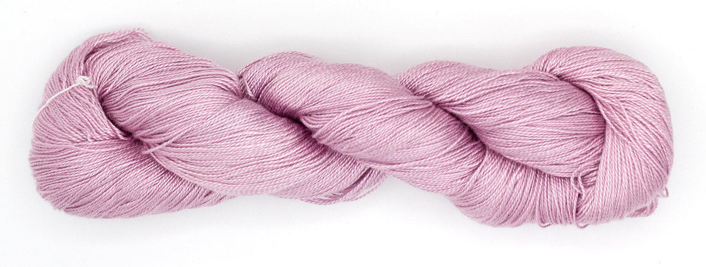 Hand-Dyed 5/2 Tencel™ 4 oz yarn skein - Naturally dyed by Jean Haley Dye + Design. Color 5 - Cool Pale Pink