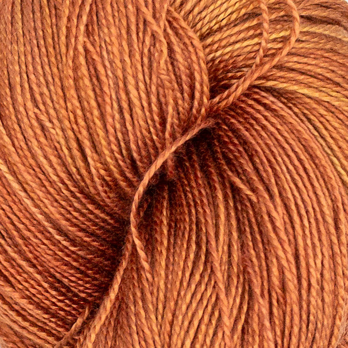 Hand-Dyed 5/2 Tencel™ 4 oz yarn skein - Naturally dyed by Jean Haley Dye + Design. Color 2 - orange