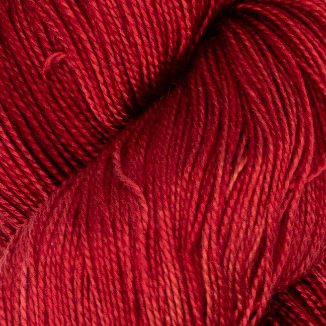 Hand-Dyed 5/2 Tencel™ 4 oz yarn skein - Naturally dyed by Jean Haley Dye + Design. Color 3 - Deep Red