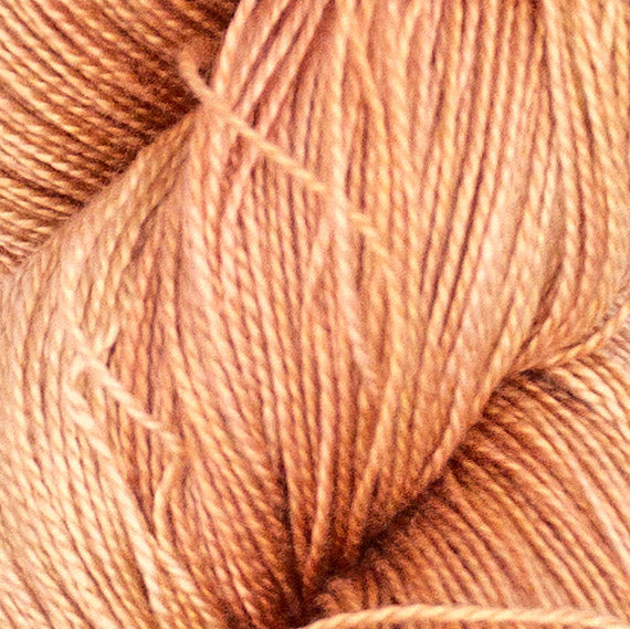 Hand-Dyed 5/2 Tencel™ 4 oz yarn skein - Naturally dyed by Jean Haley Dye + Design. Color 8 - Peach