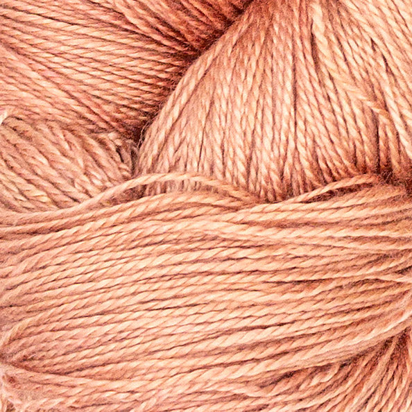 Hand-Dyed 5/2 Tencel™ 4 oz yarn skein - Naturally dyed by Jean Haley Dye + Design. Color 9 - Peach