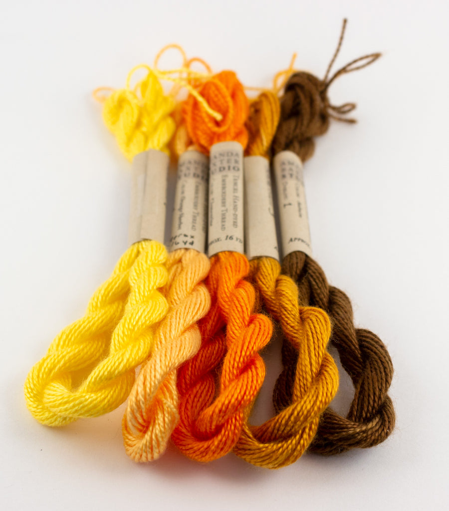 Orange/Yellow Palette Hand-Dyed Tencel Embroidery Thread